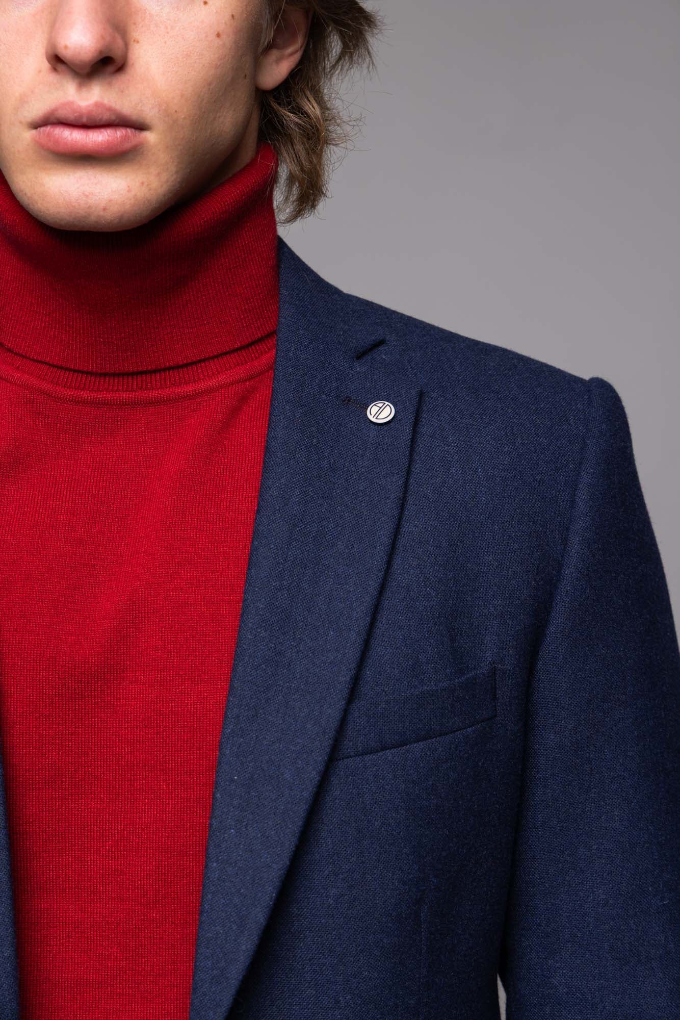 Tmavomodré vlnené sako s jemnou štruktúrou - nadmerné veľkosti