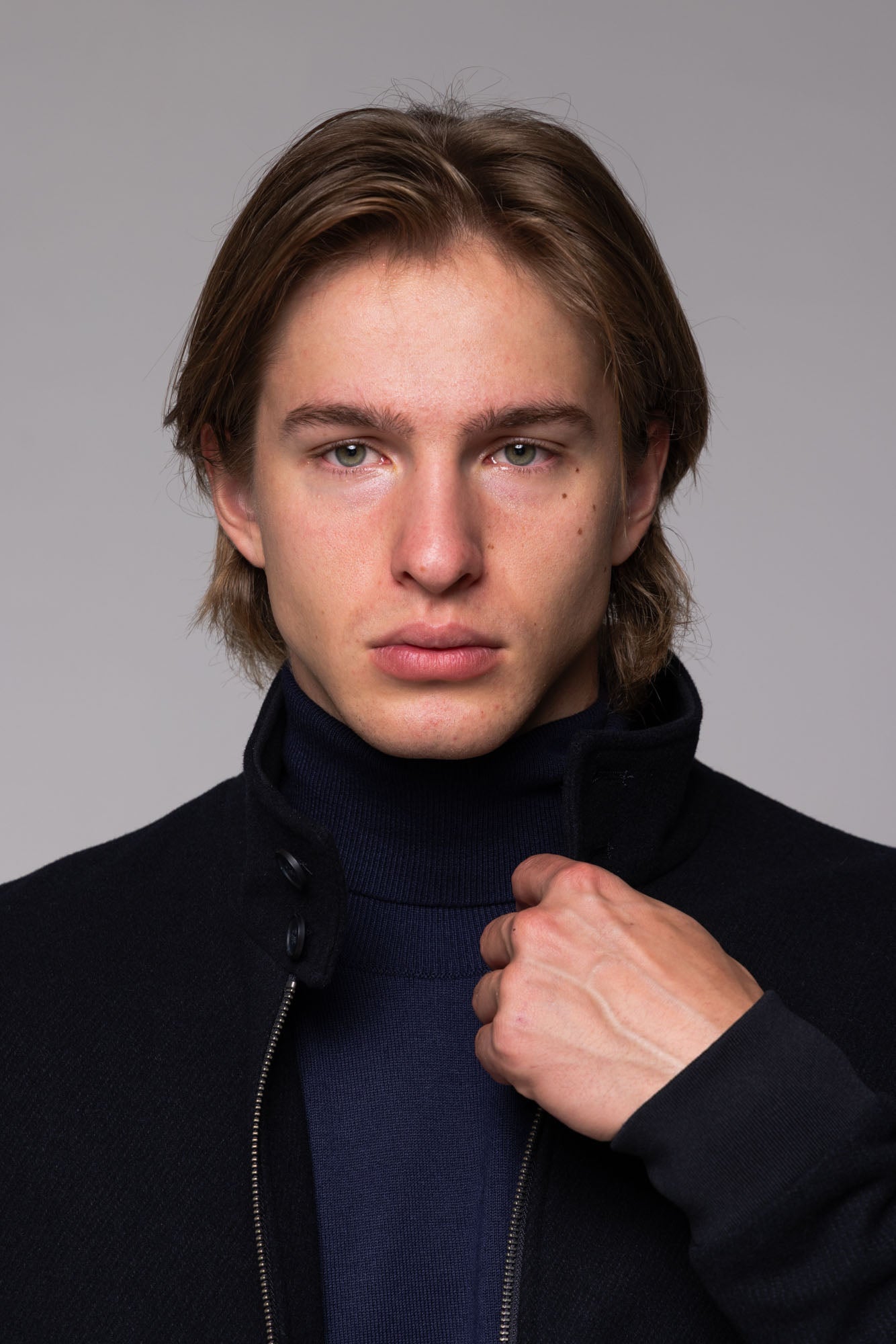 Čierna vlnená bomber bunda