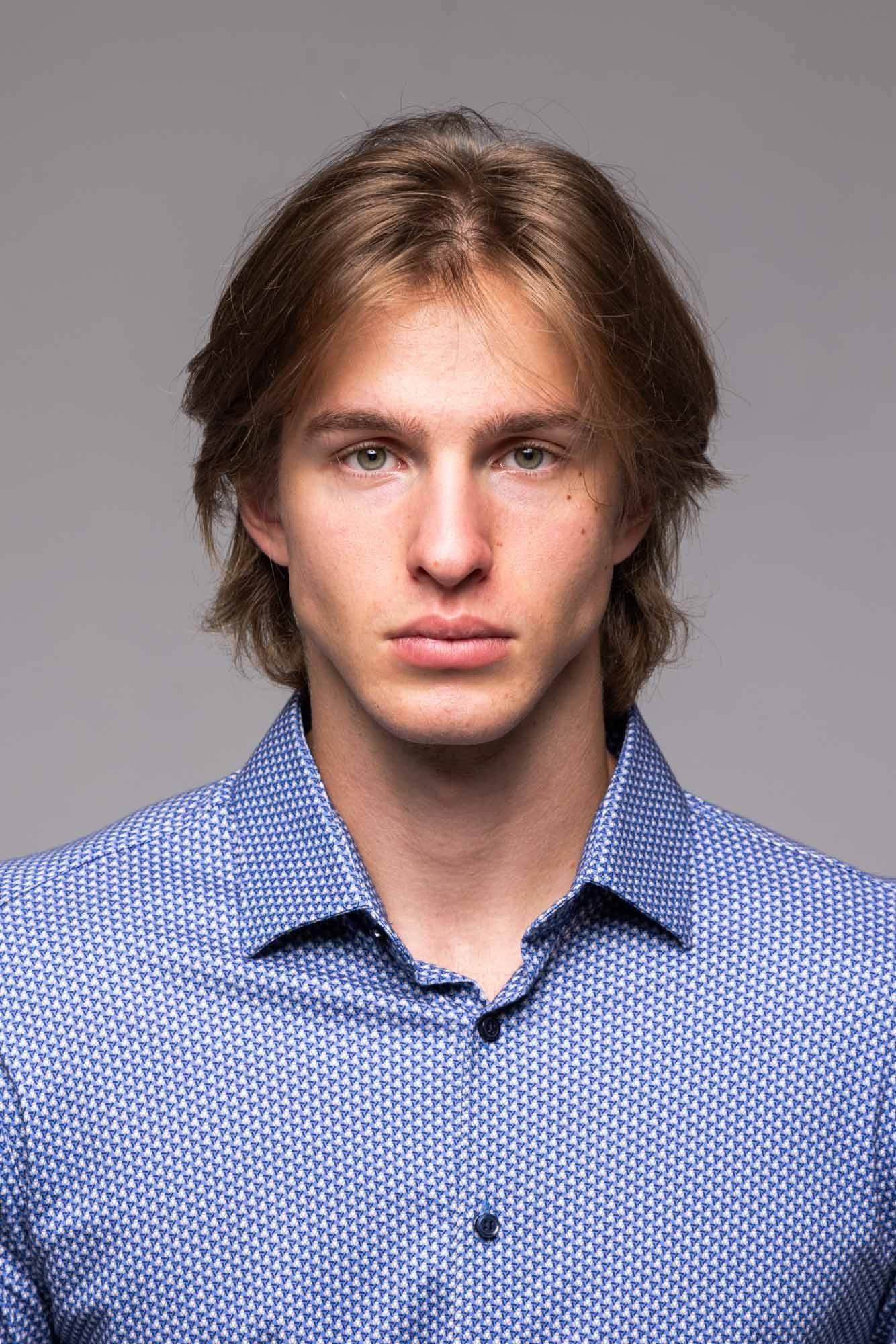 Bielomodrá strečová Extra Slim Fit košeľa so vzorom