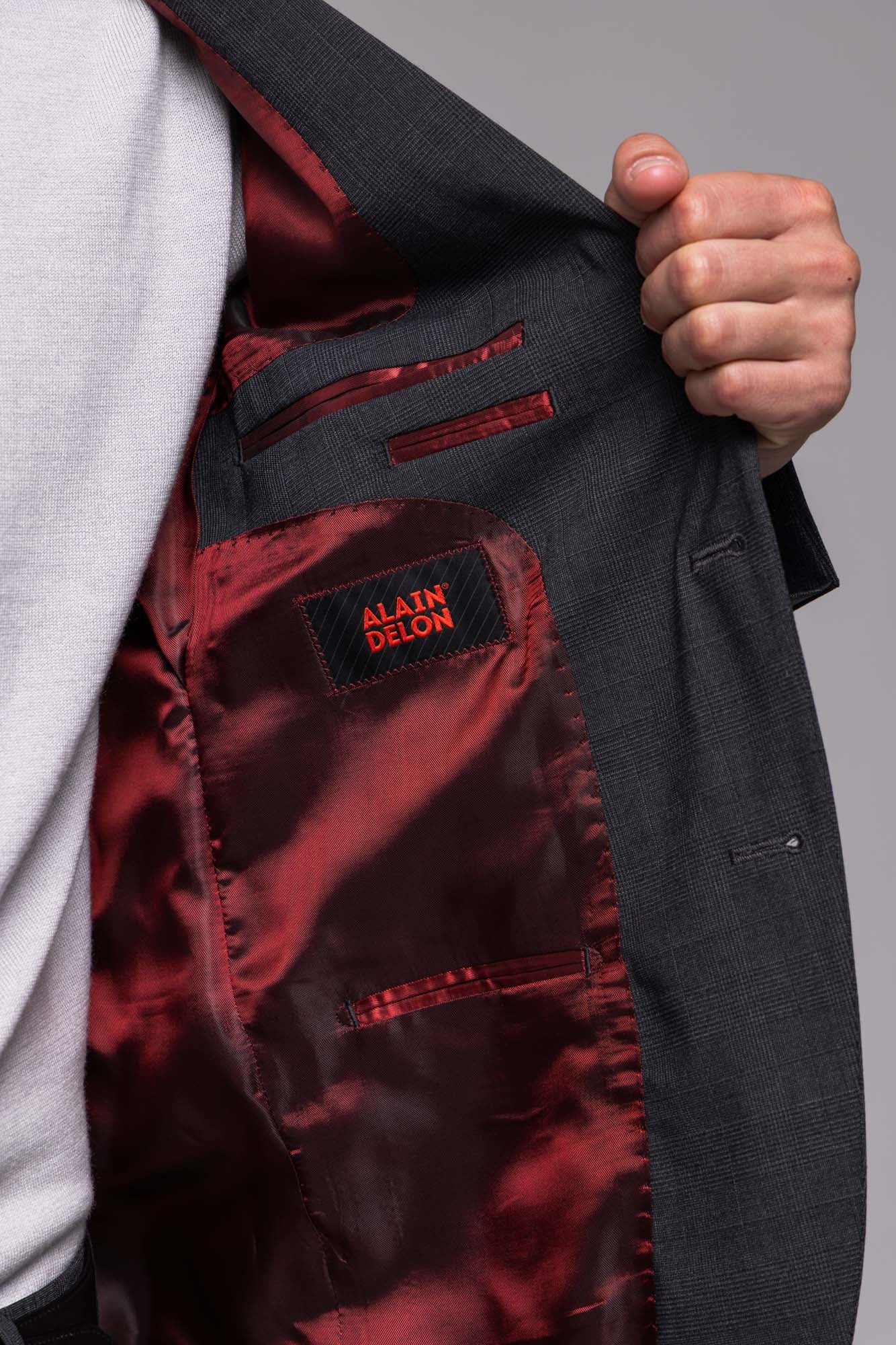 Šedý Slim Fit oblek so sivým károm- nadmerné veľkosti