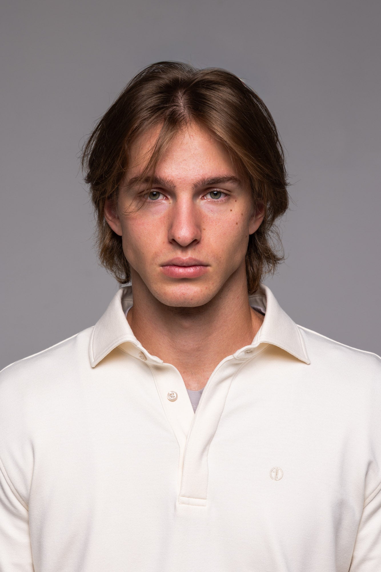 Krémová polokošeľa s dlhým rukávom