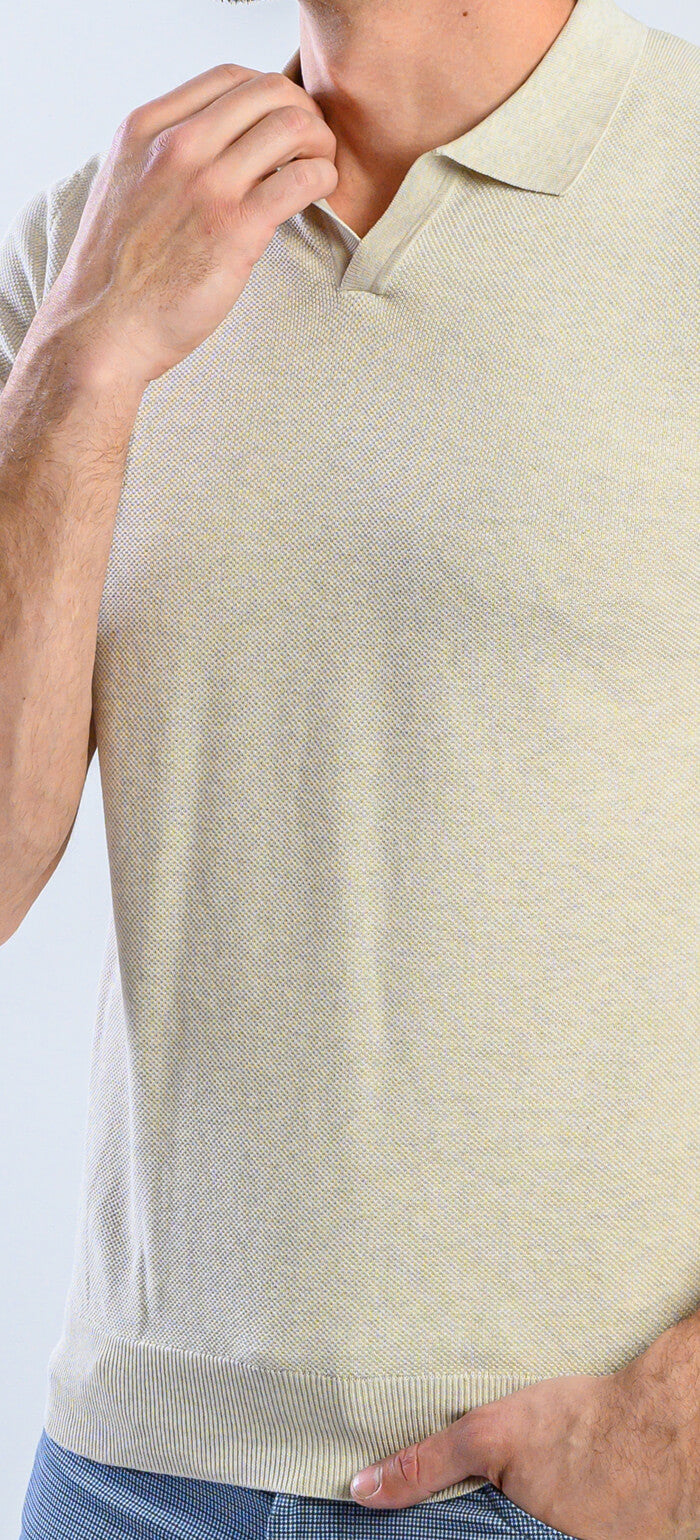 Béžová úpletová polokošeľa bez gombíkov