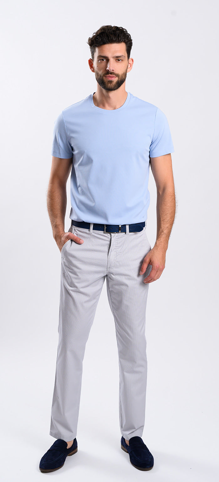 Béžové chinos kalhoty se vzorem kohouté stopy