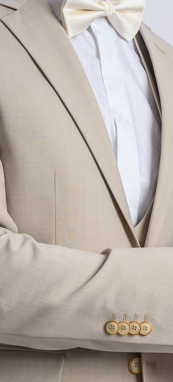 Béžový svatební Slim Fit oblek s vestou