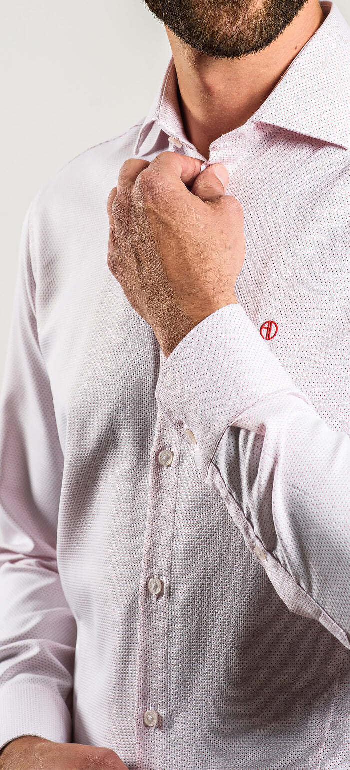 Biela Extra Slim Fit košeľa s červeným vzorom