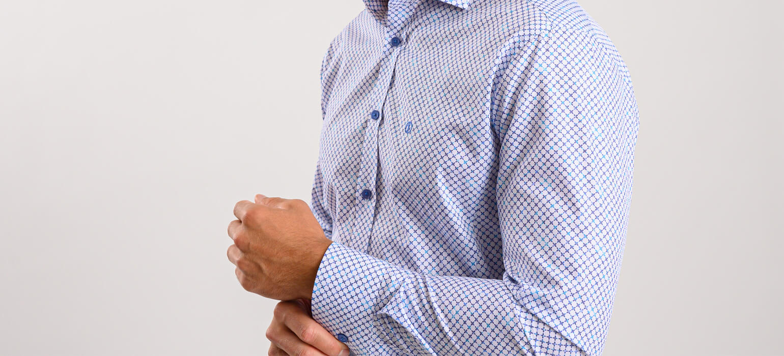 Bílá Extra Slim Fit košile s modrým vzorem křížků