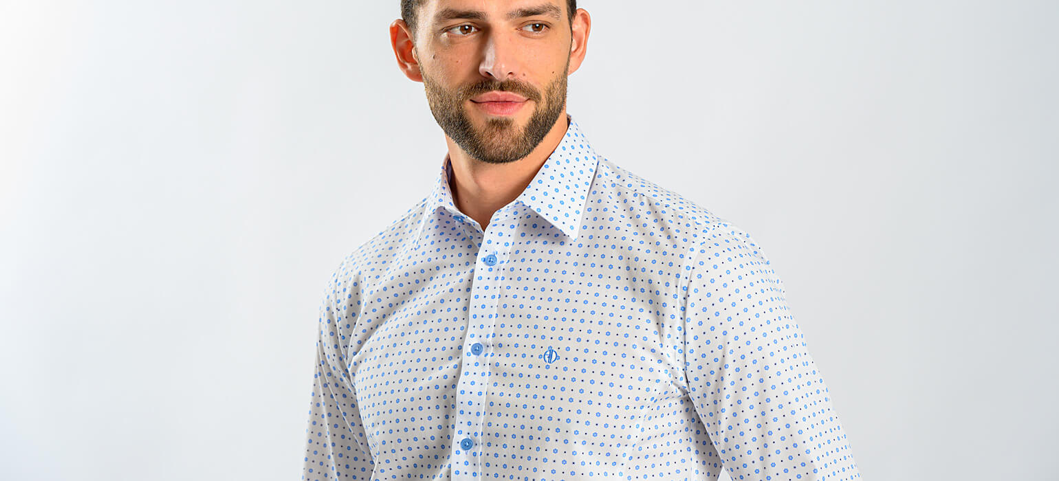 Bílá Extra Slim Fit košile s modrým vzorem