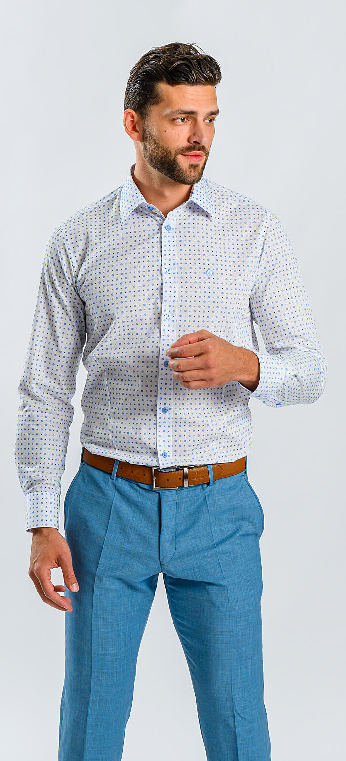 Bílá Extra Slim Fit košile s modrým vzorem