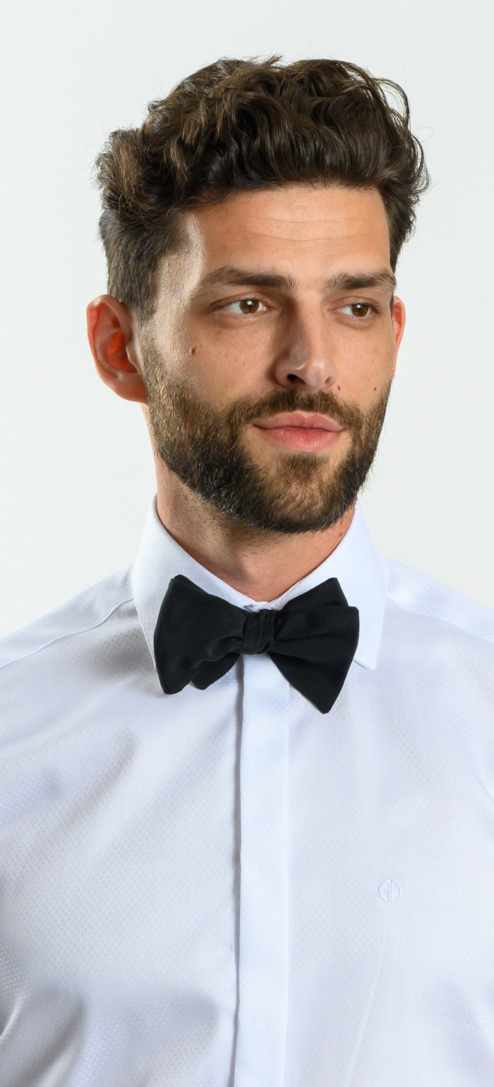 Biela spoločenská Extra Slim Fit košeľa so vzorom štvorcov