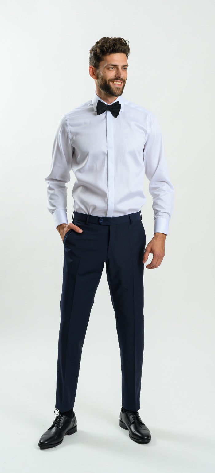 Biela spoločenská Extra Slim Fit košeľa so vzorom štvorcov