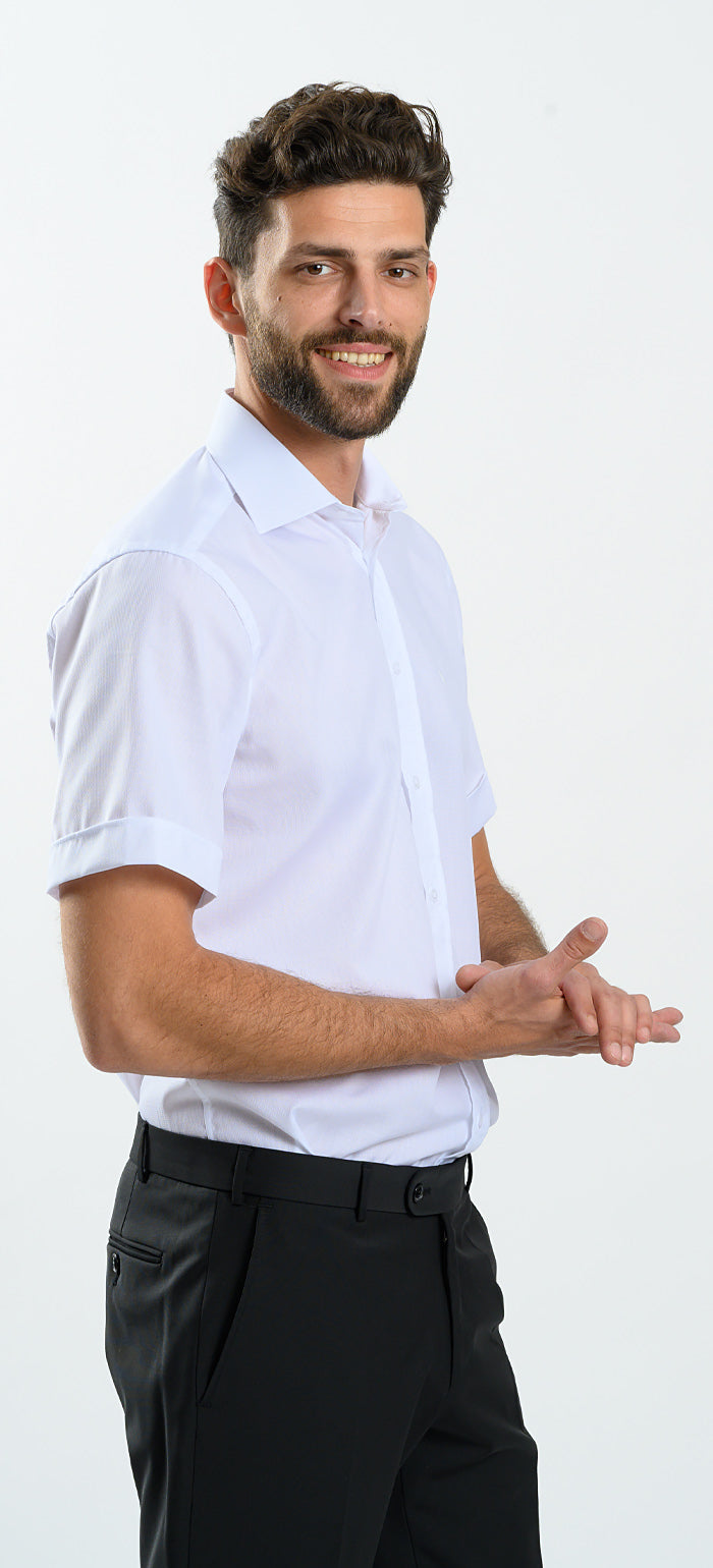 Biela Vzorovaná Slim Fit košeľa s krátkym rukávom