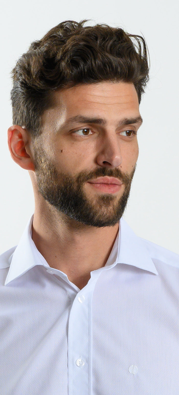 Biela Vzorovaná Slim Fit košeľa s krátkym rukávom