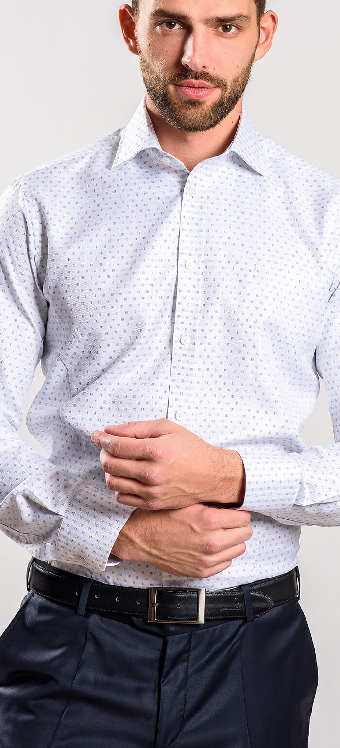 Biela vzorovaná Slim Fit košeľa