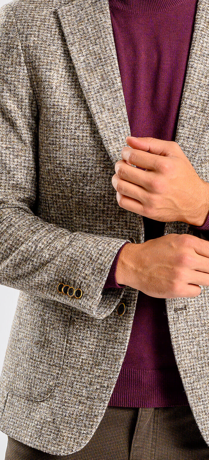 Bledě hnědé bavlněně-vlněné sako