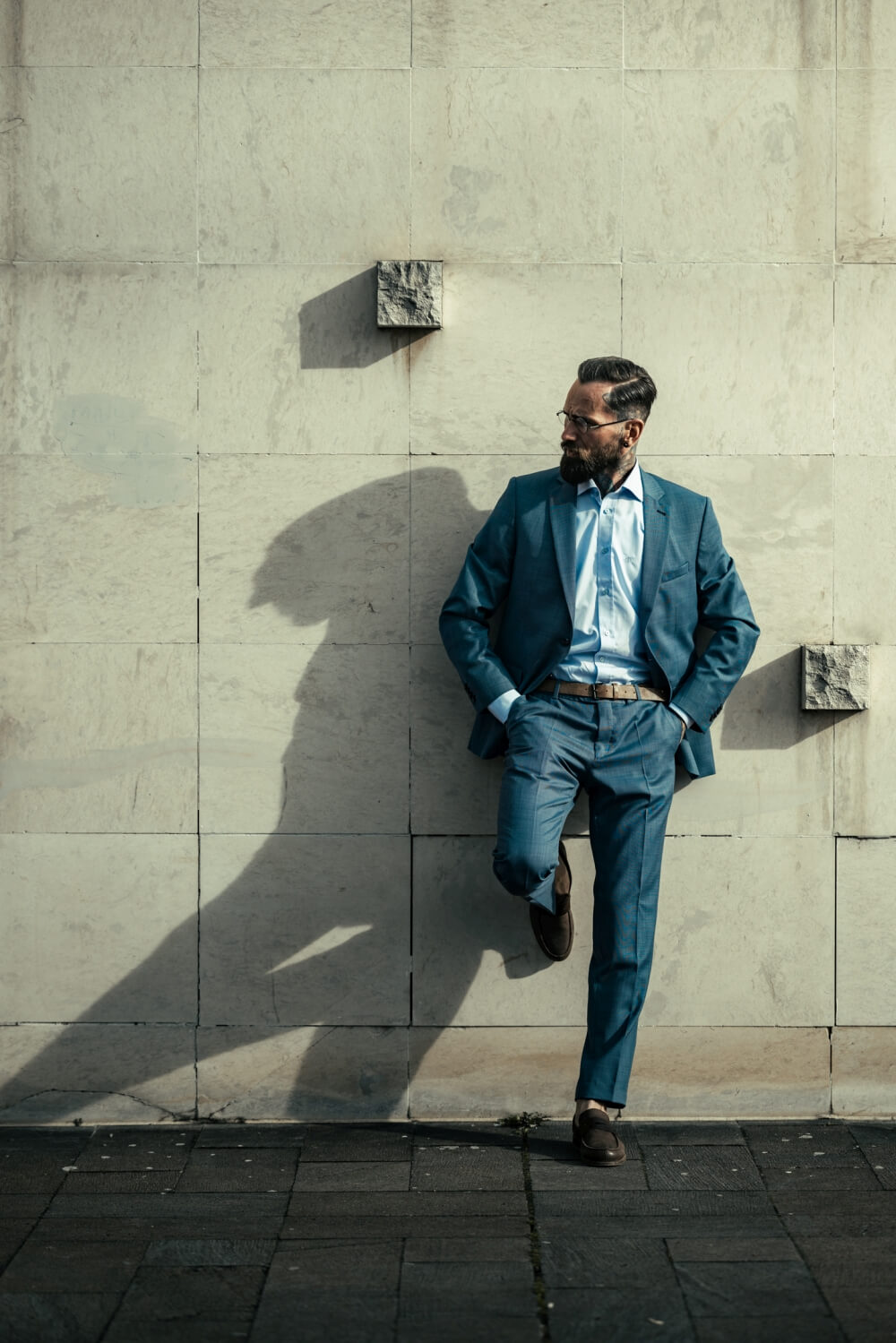 Bleděmodrý Slim Fit oblek