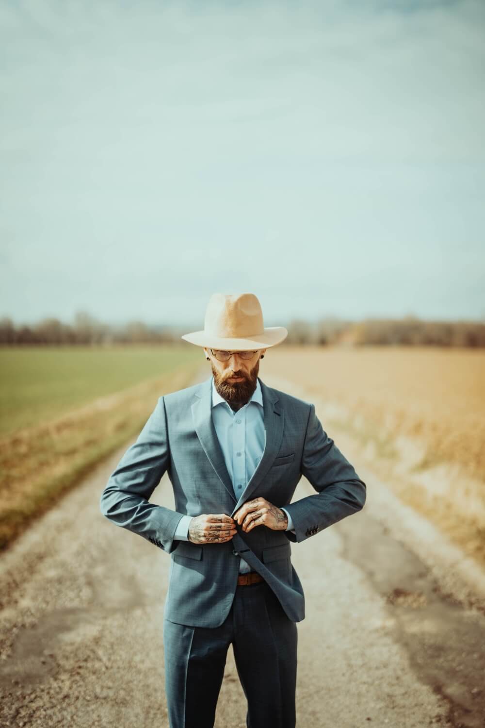 Bleděmodrý Slim Fit oblek