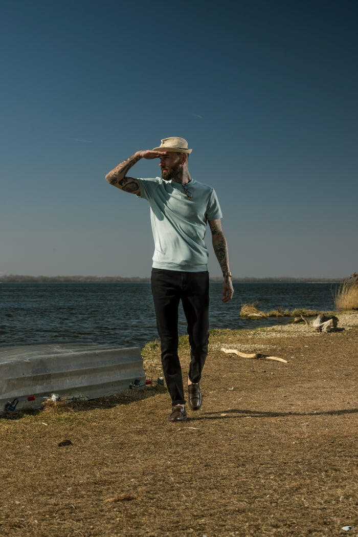 Bledozelené tričko s patentom