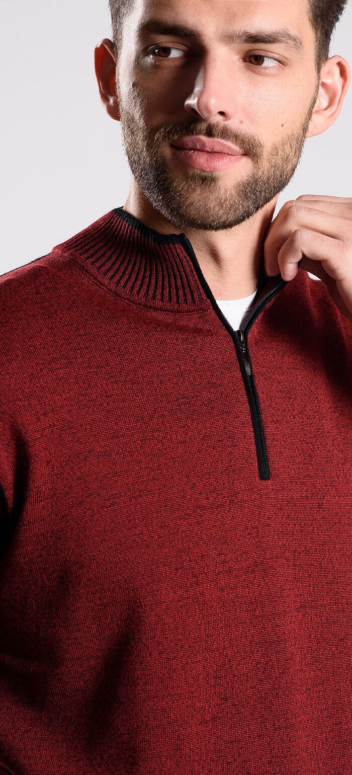Bordový pulovr na zip