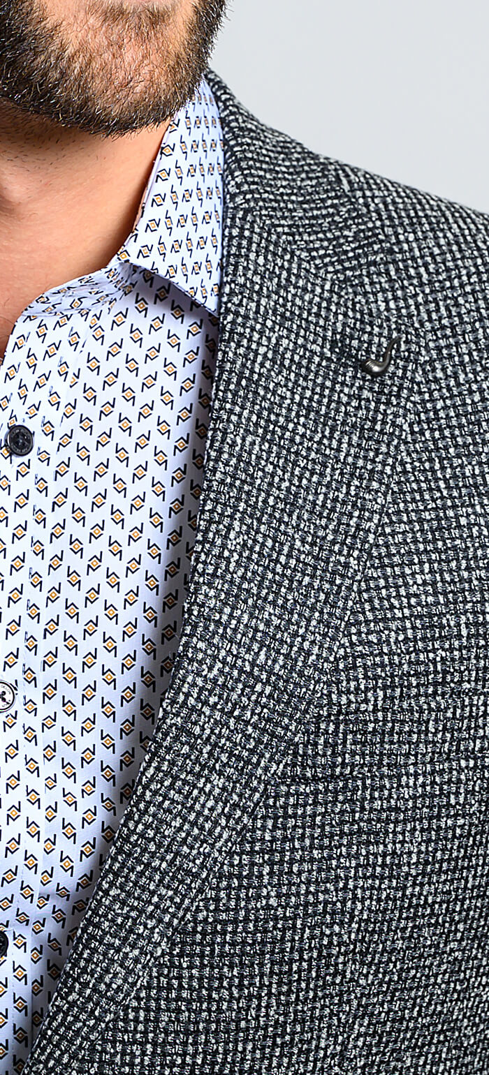 Čierno-hnedé vlnené sako