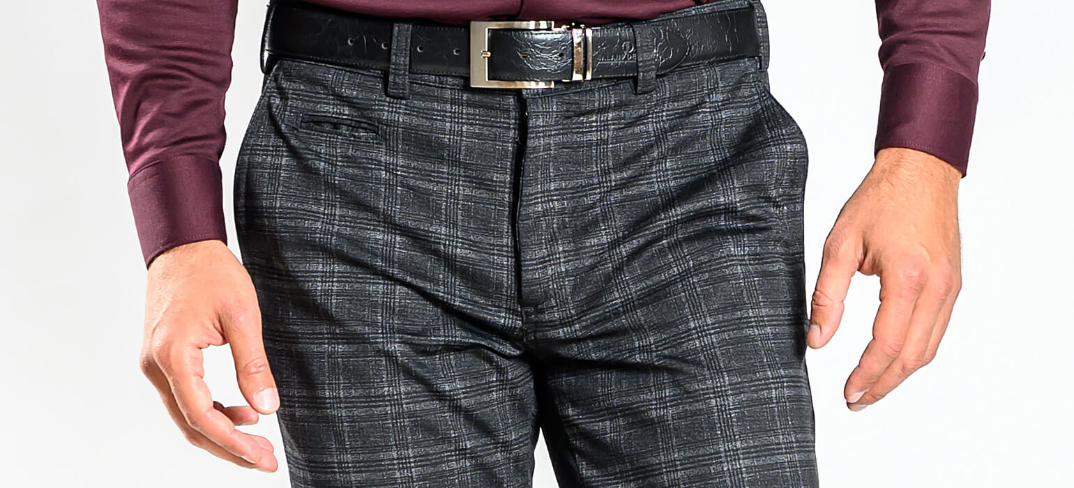 Černo-šedé kárované kalhoty