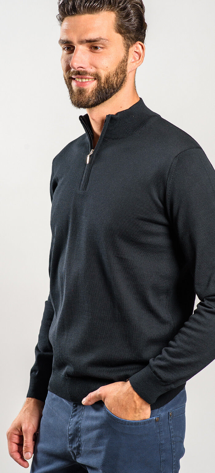 Čierny bavlnený pulóver