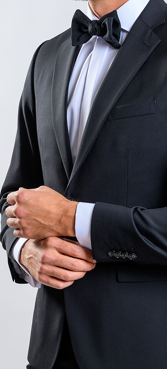 Černý Slim Fit vlněný oblek