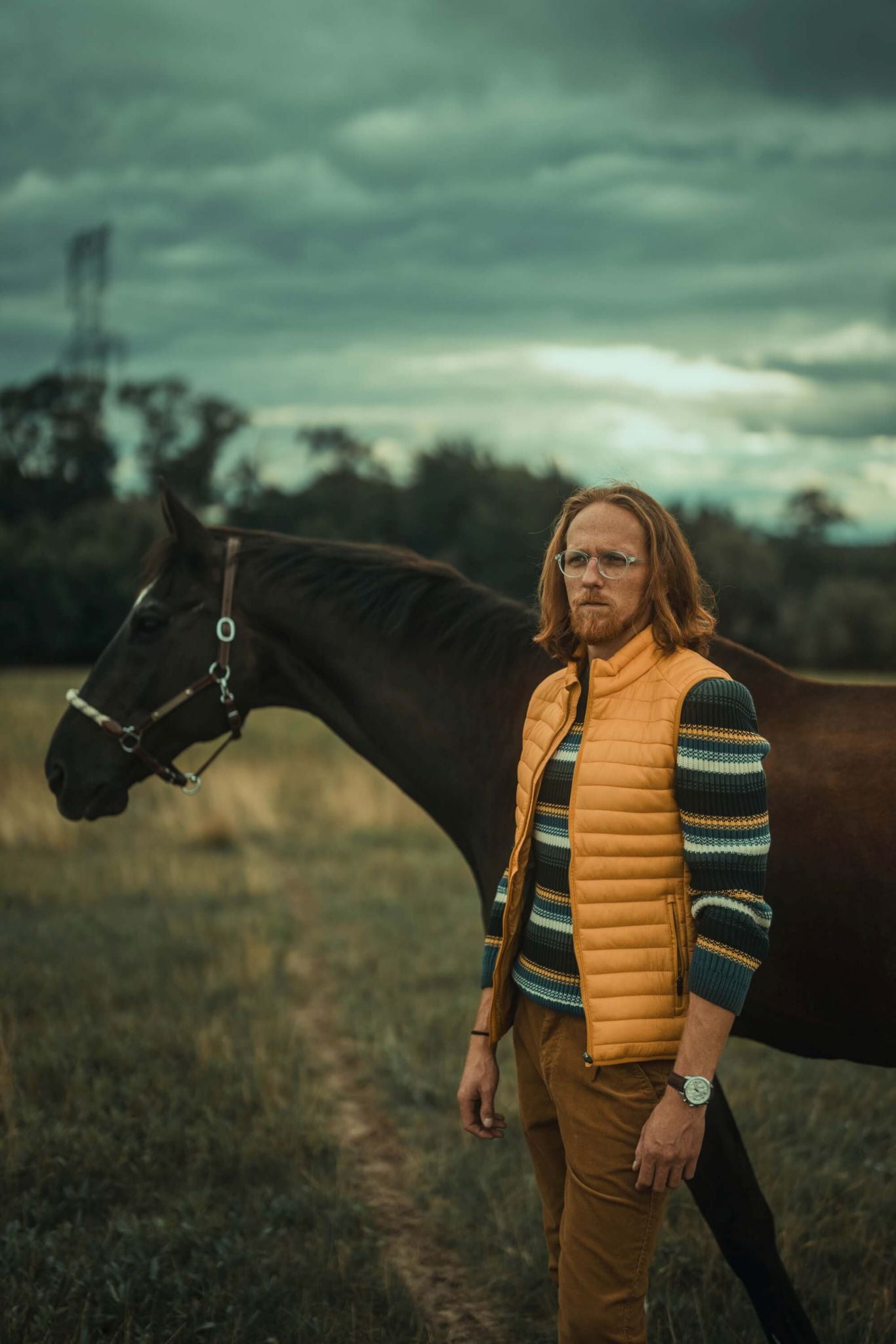 Hořčicové manšestrové kalhoty