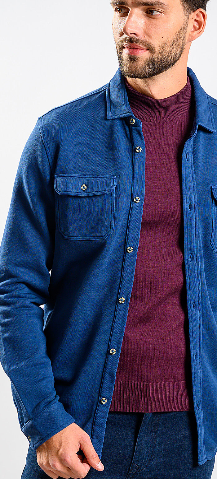 Hrubá modrá bavlnená košeľa