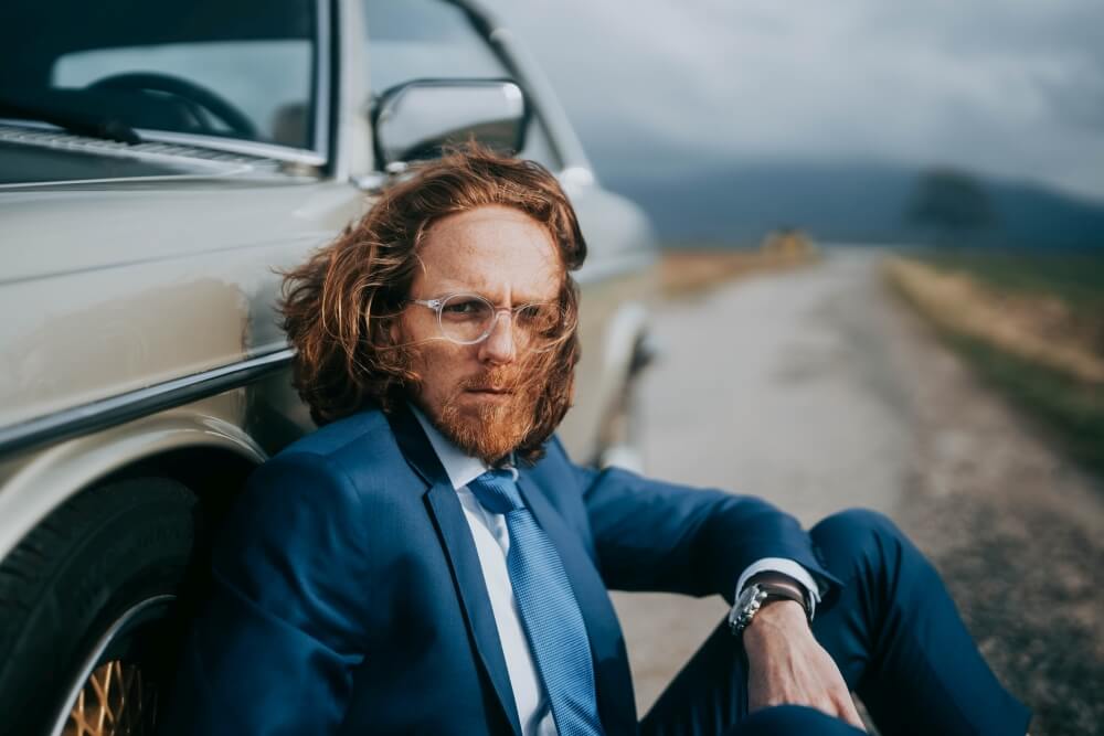 Královsky modrý vlněný Slim Fit oblek