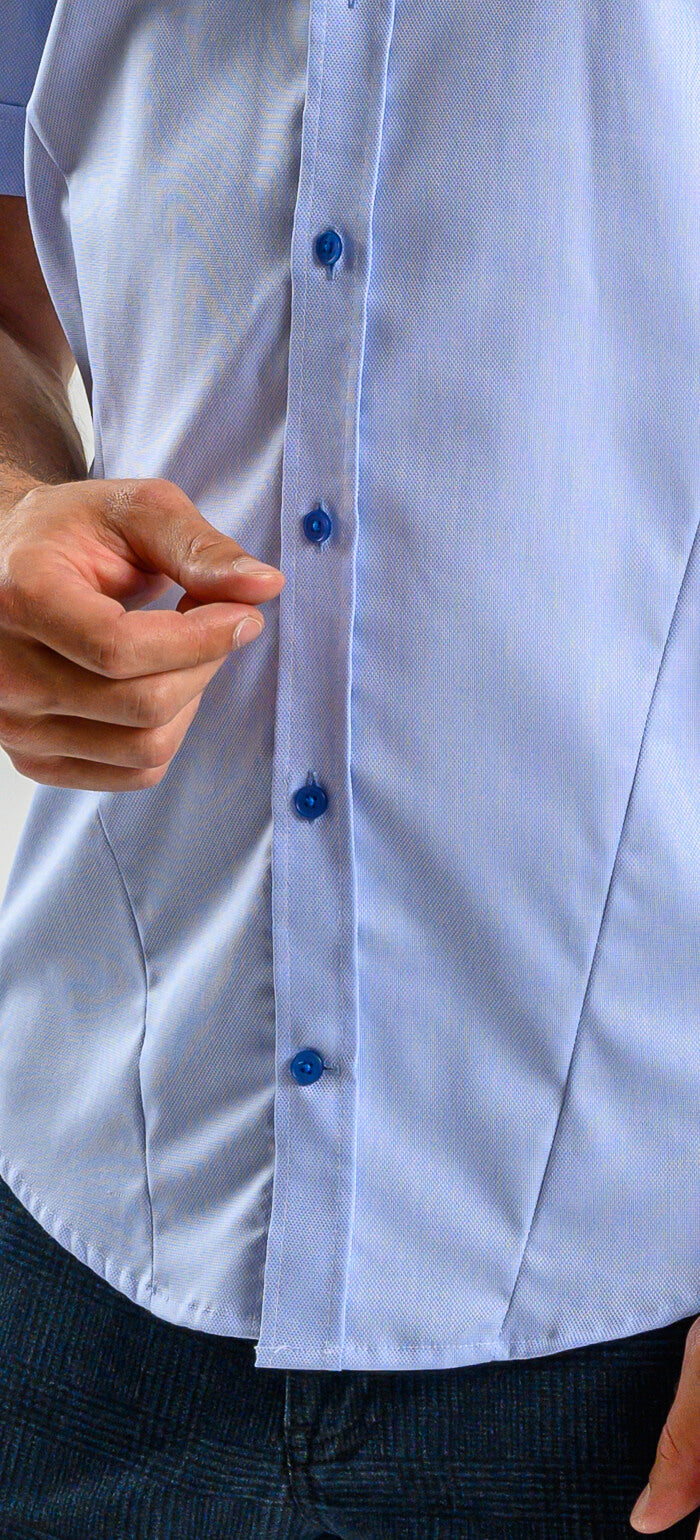 Modrá Extra Slim Fit košile s krátkým rukávem