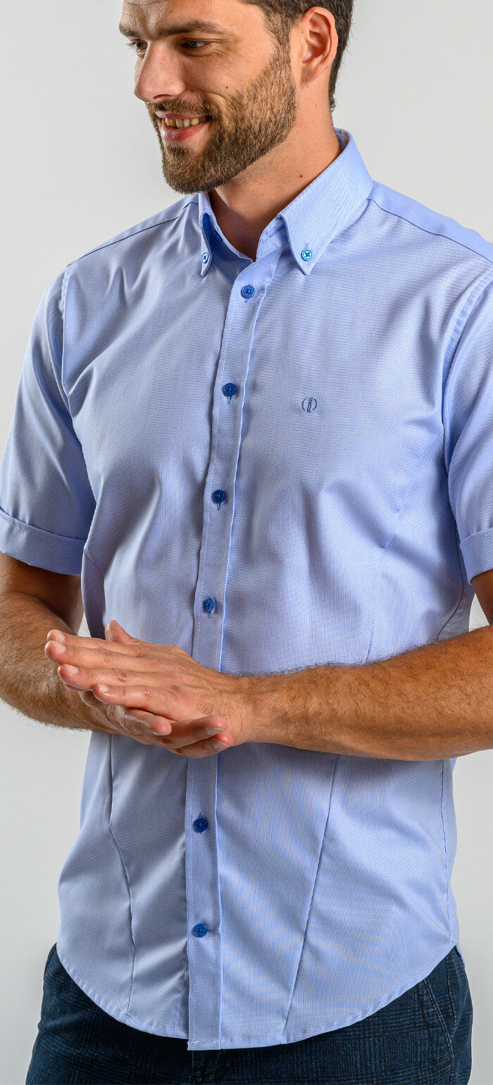 Modrá Extra Slim Fit košile s krátkým rukávem