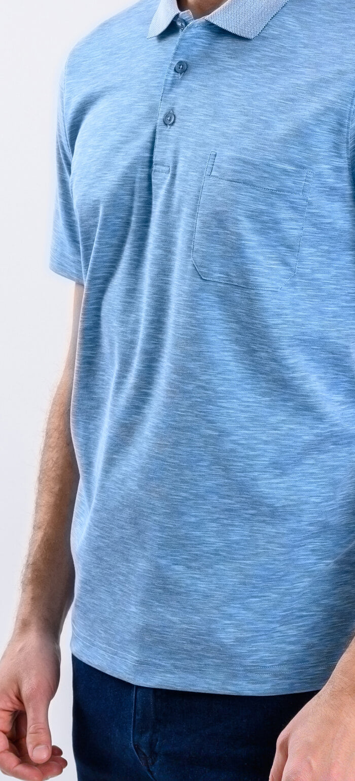 Modrá melange polokošeľa