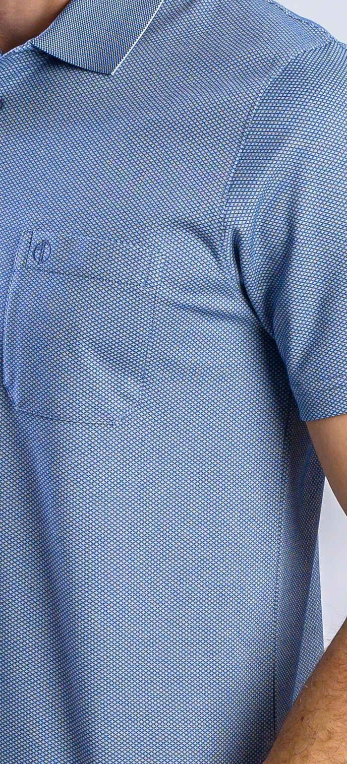 Modrá polokošeľa s kosoštvorcami