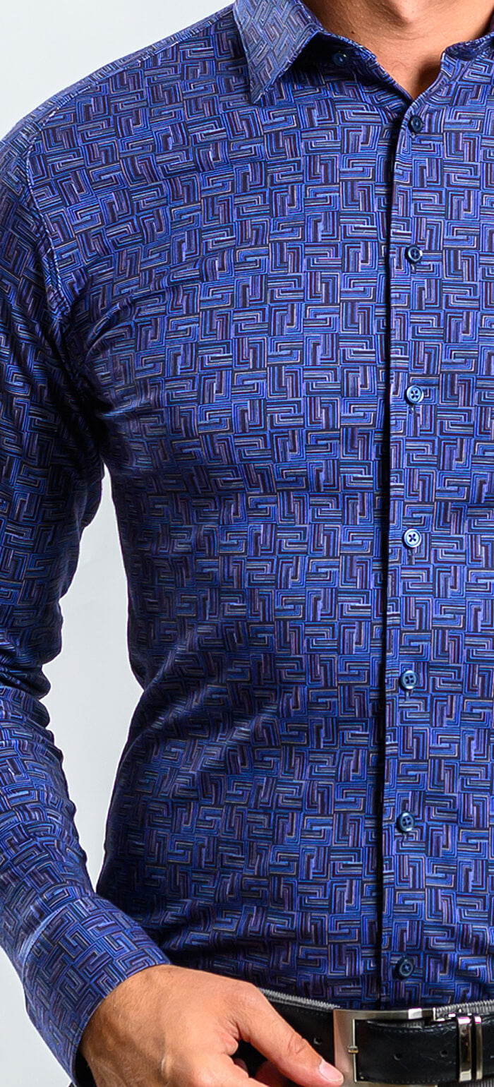 Modrá strečová Extra Slim Fit košeľa s nekrčivou úpravou