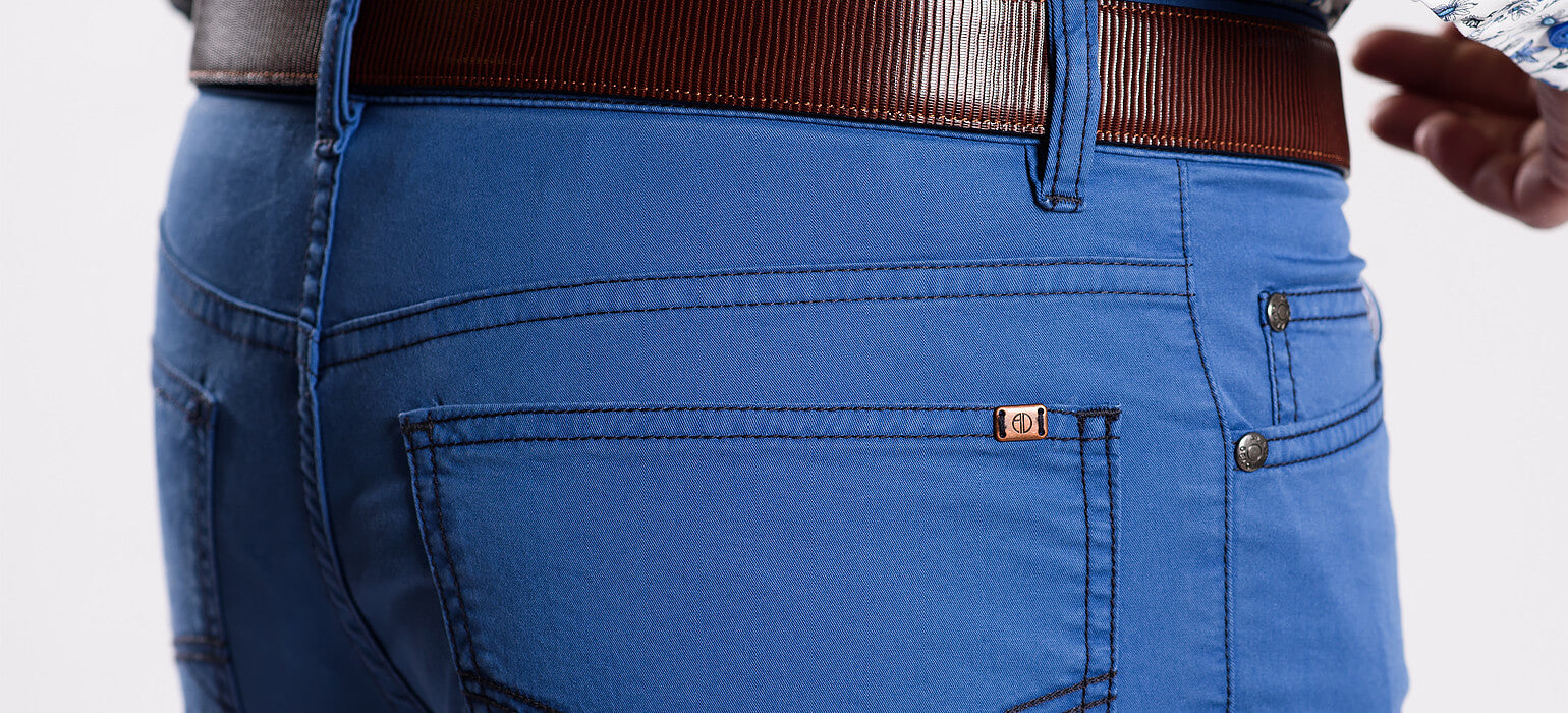 Modré jarné nohavice