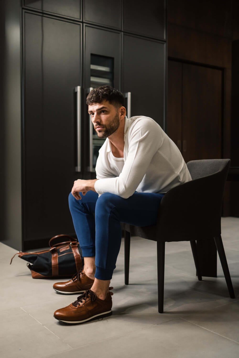 Modré teplákové nohavice