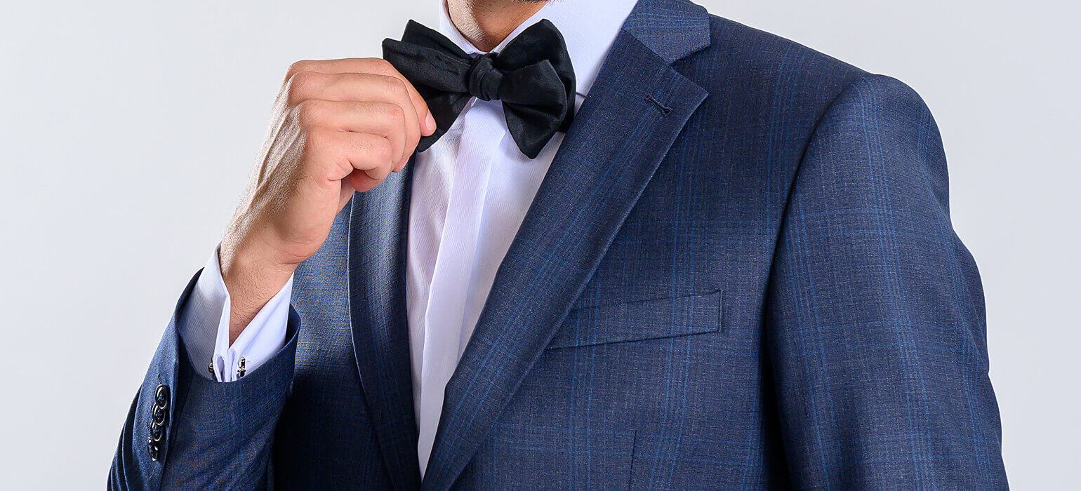 Modrý Slim fit oblek s modrým kárem XL velikosti