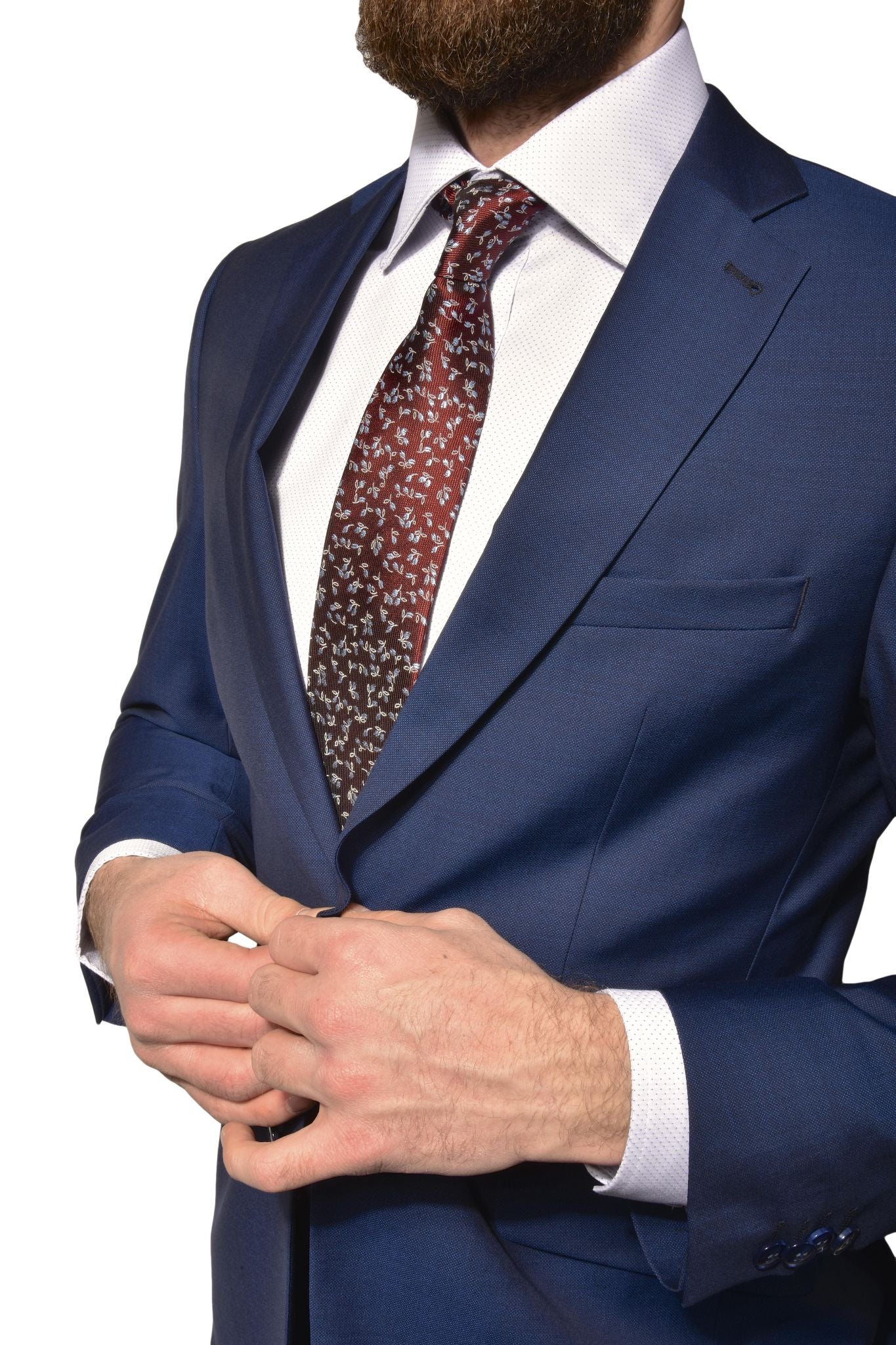 Modrý vlněný Slim Fit oblek