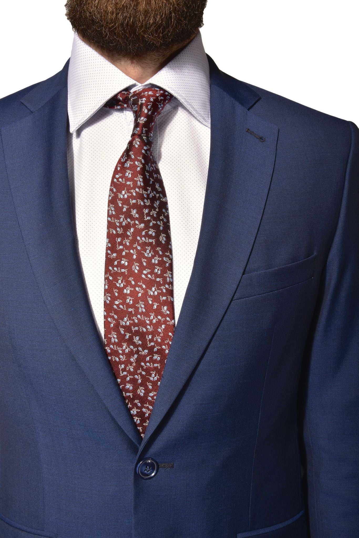 Modrý vlněný Slim Fit oblek