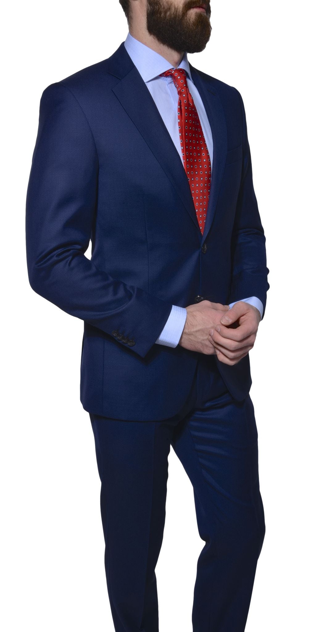 Modrý vlněný Slim Fit oblek