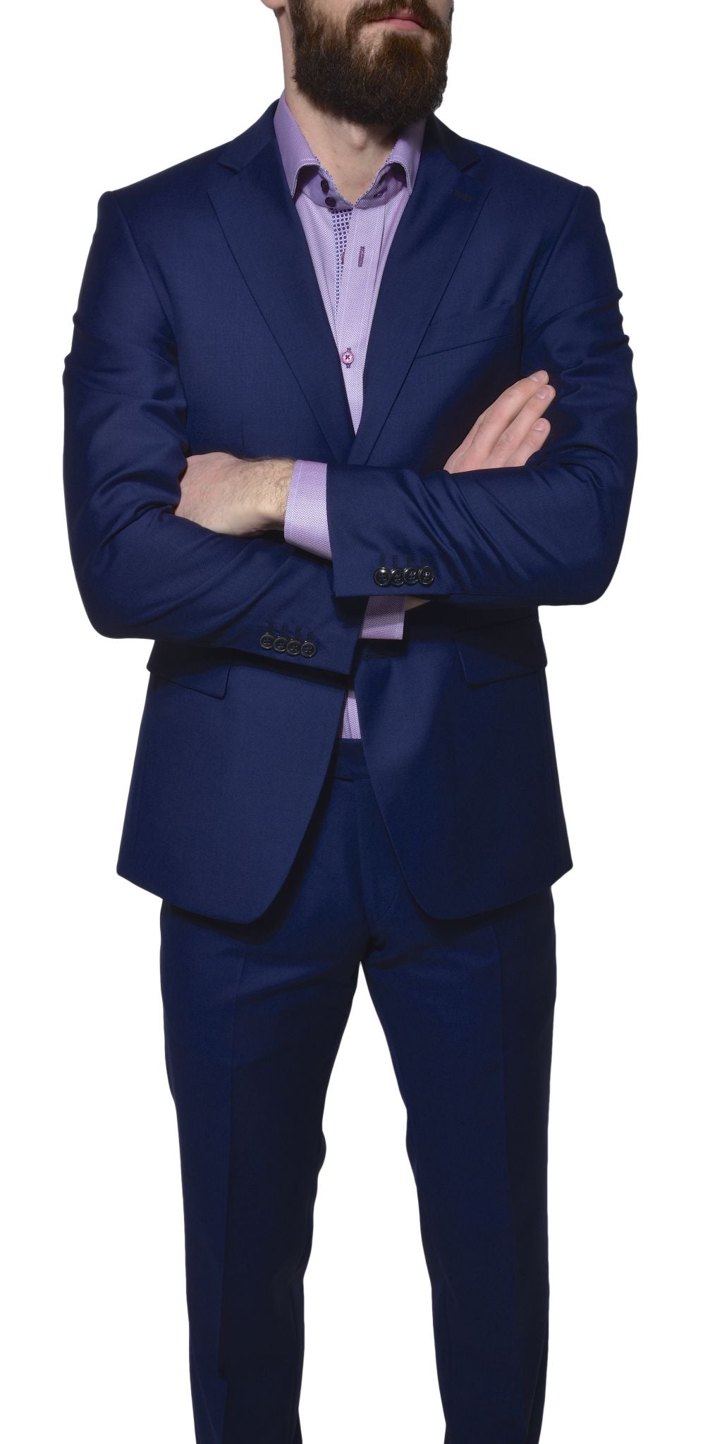 Modrý vlněný Slim Fit oblek