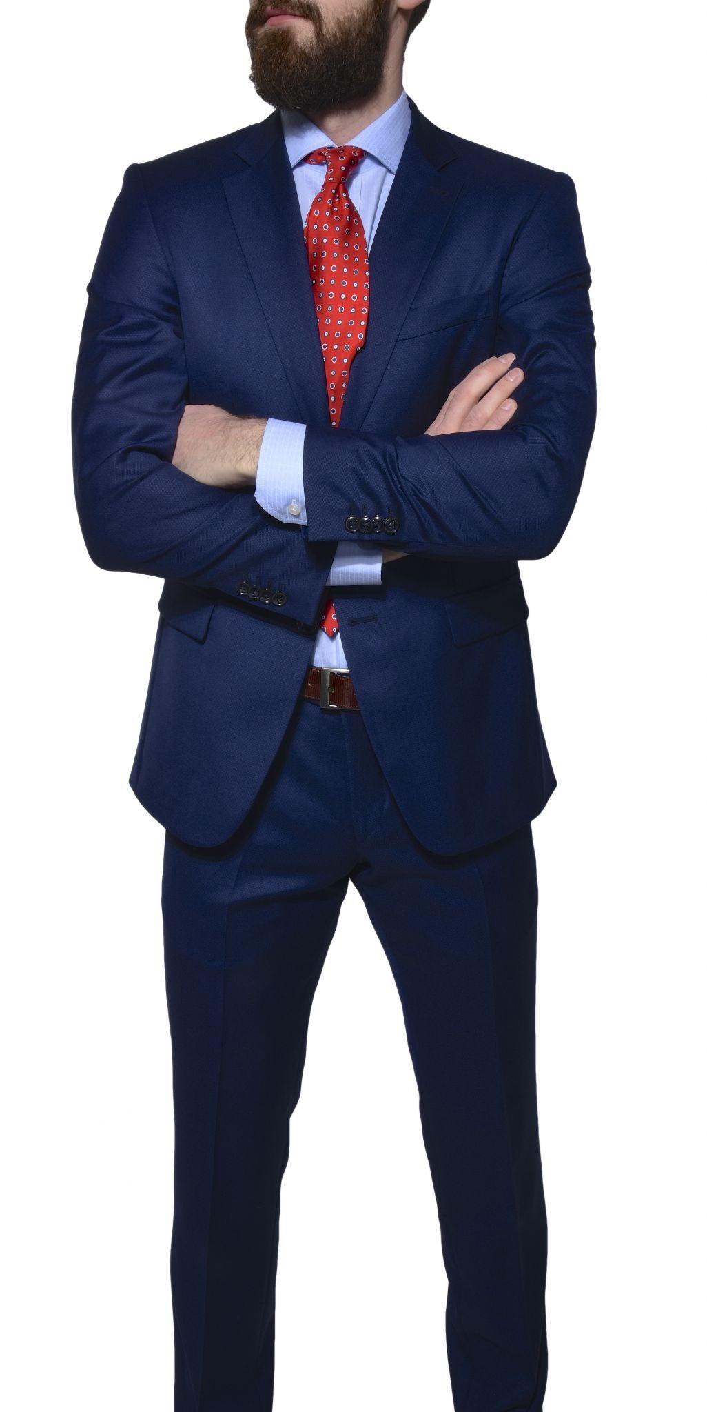 Modrý vlněný Slim Fit oblek