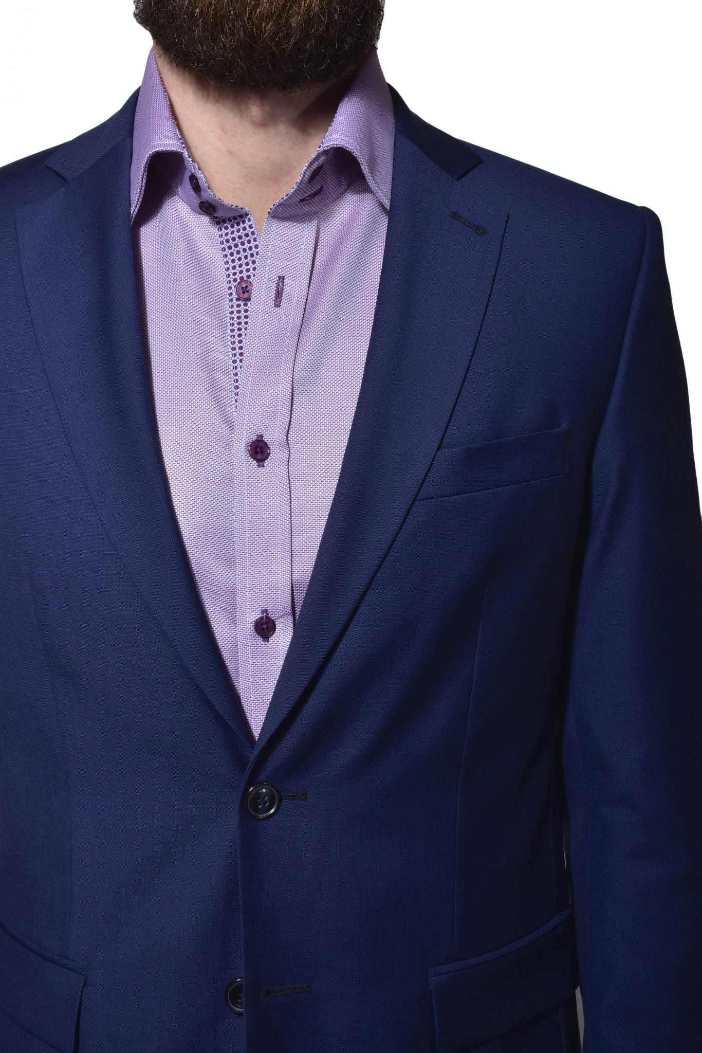 Modrý vlněný Slim Fit oblek