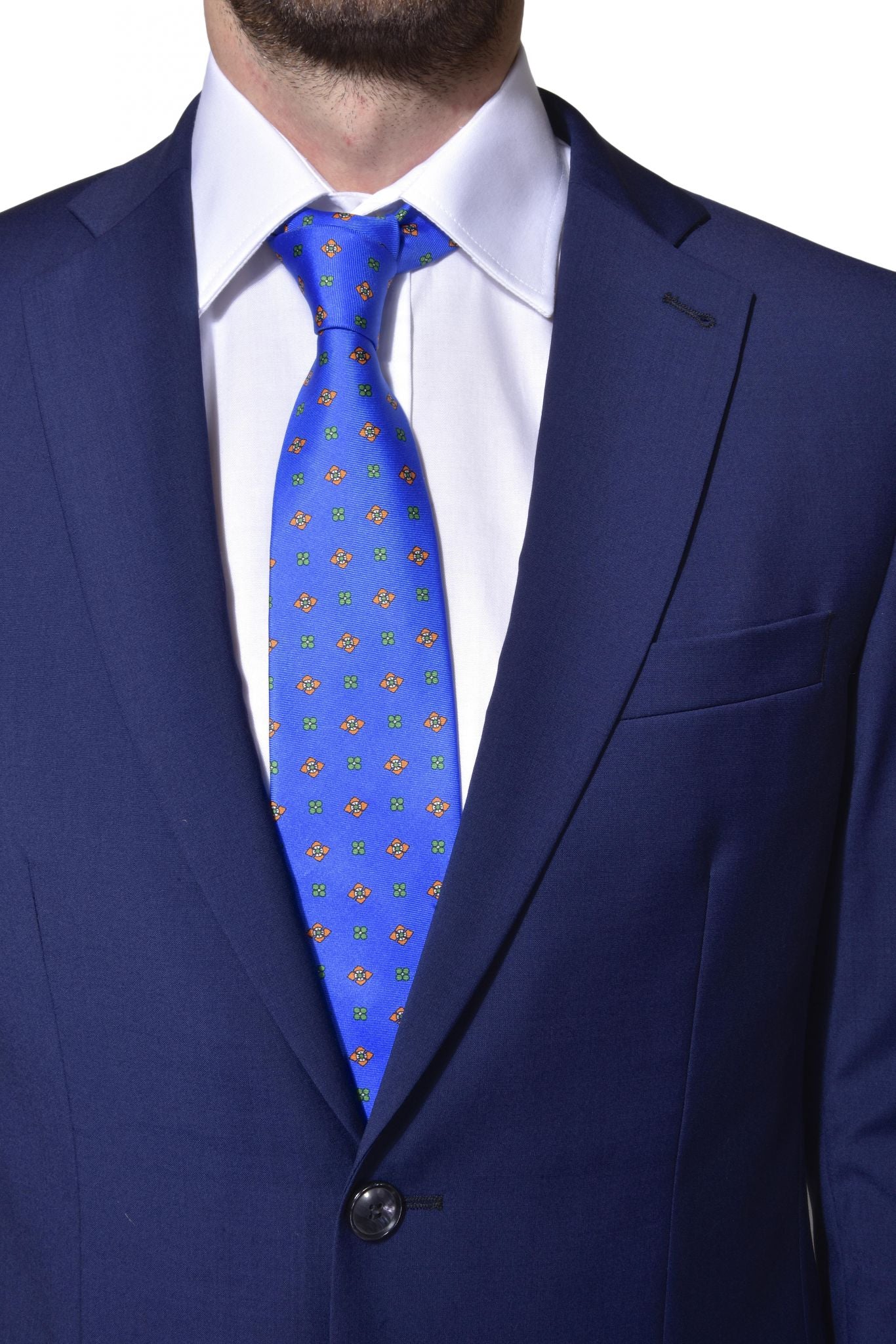 Modrý vlnený Slim Fit oblek