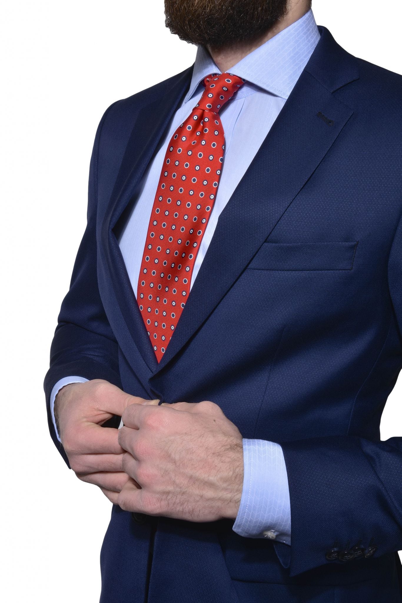 Modrý vlněný Slim Fit oblek