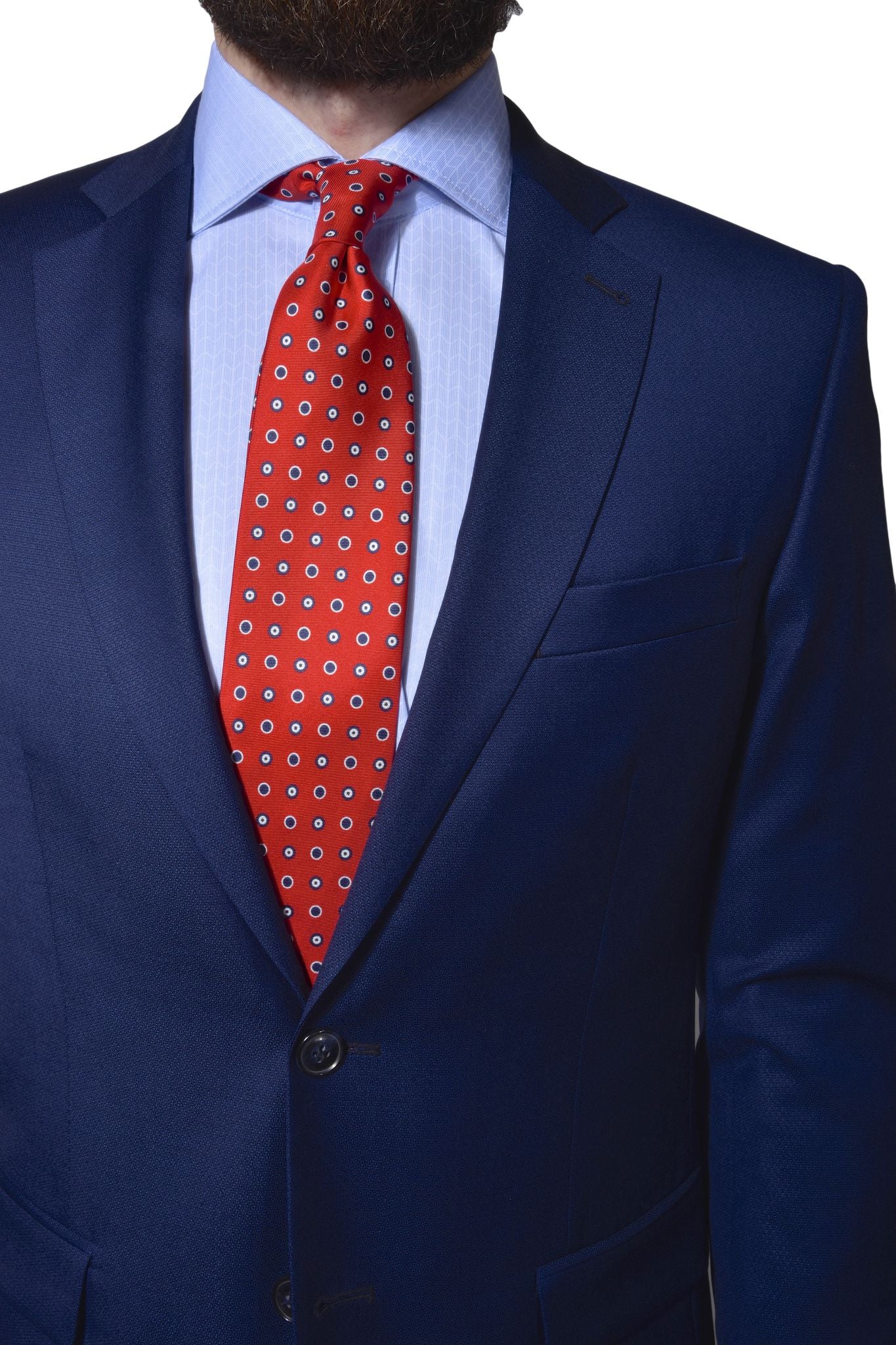 Modrý vlněný Slim Fit oblek