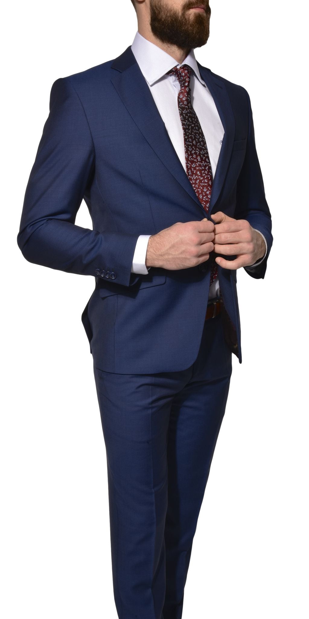 Modrý vlněný Slim Fit oblek