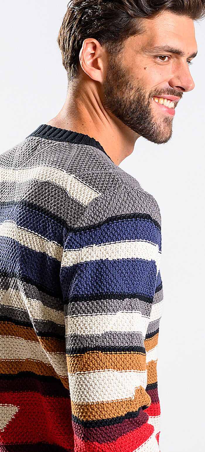 Prúžkovaný bavlnený pulóver