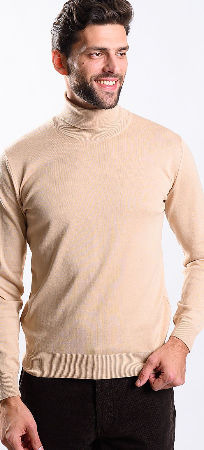 Tmavě béžový bavlněný rolák