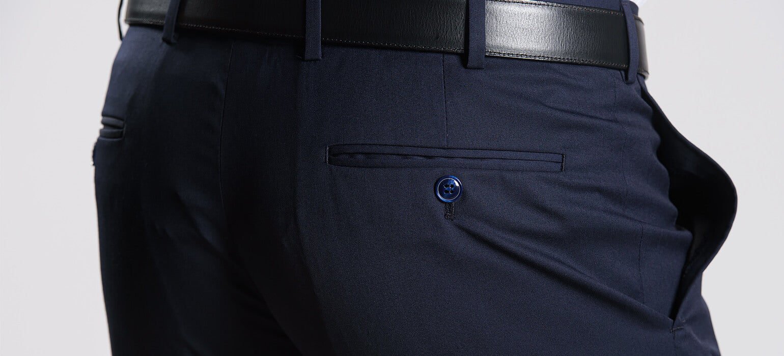 Tmavomodré oblekové nohavice